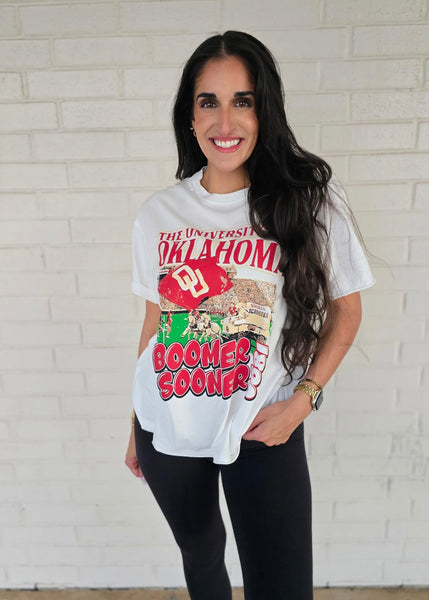 Sooner Schooner White Stadium Oversized Tee