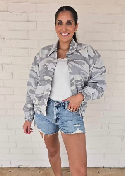 The Harper Washed Camo Bomber Jacket