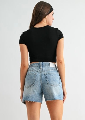 Tara High Waisted Dad Denim Shorts