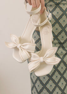 Bosses & Bows White Low Heels