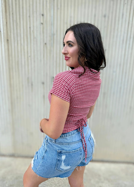 Sweet Revenge Red Button Up Top