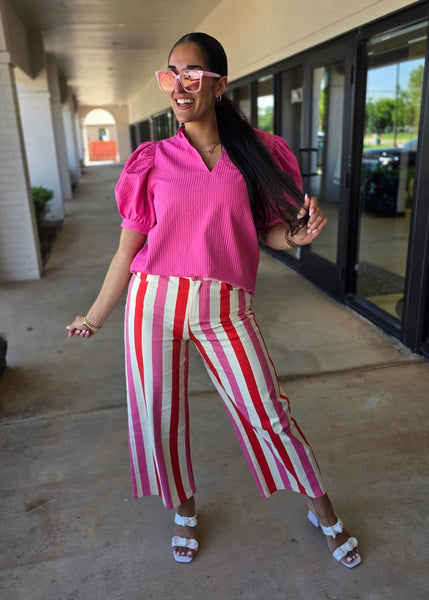 Fun Stripes Denim Wide Leg Pant