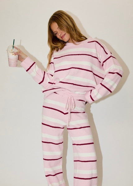 Cotton Candy Pink Plush 2 Pc Pant & Sweater Set