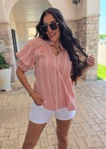 Keep On Hoping Red Gingham Top