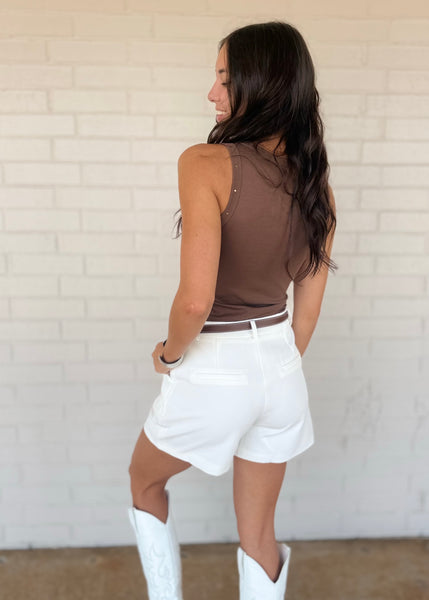Thinkin Bout You Brown Studded Tank Top