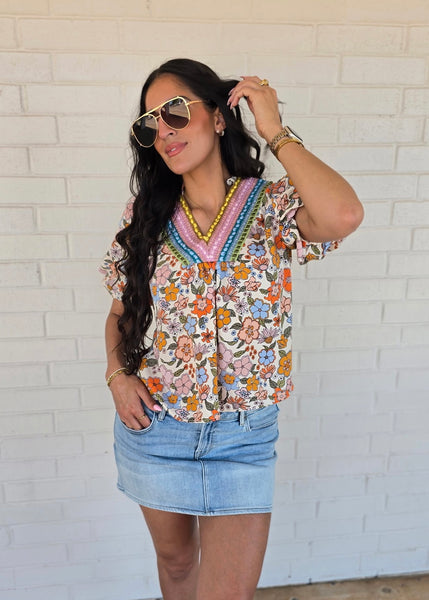 Vacation Time Crochet Floral Boho Top
