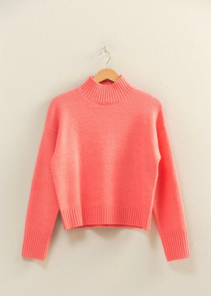 Morning Sunrise Pink Mock Neck Sweater