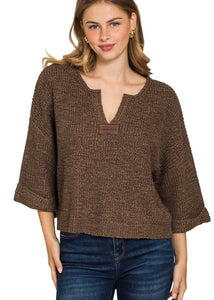 True Fall Brown Cuff Sleeve Sweater