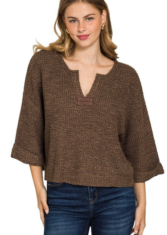 True Fall Brown Cuff Sleeve Sweater