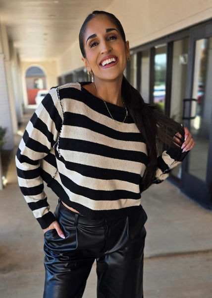 You Are Home Striped Cropped Sweater