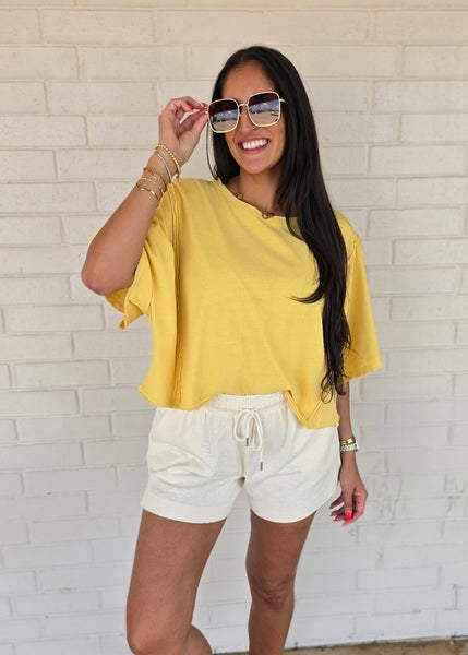 Keep It Simple Cream Drawstring Shorts