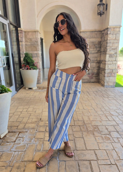 All That Is Needed Blue Striped Pants