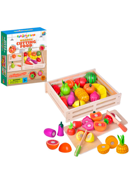 35 PCs Wooden Pretend Play Food for Kids Kitchen