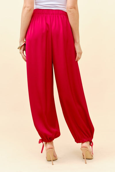 Walking Through Life Red Satin Pants
