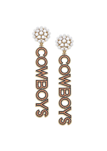 Oklahoma State Cowboys Pearl Dotted Enamel Drop Earrings