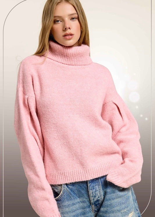 To Myself Pink Turtleneck Sweater