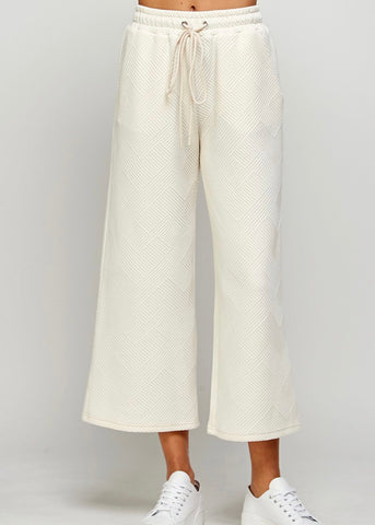 Dream Chaser Cream Textured Cropped Pant