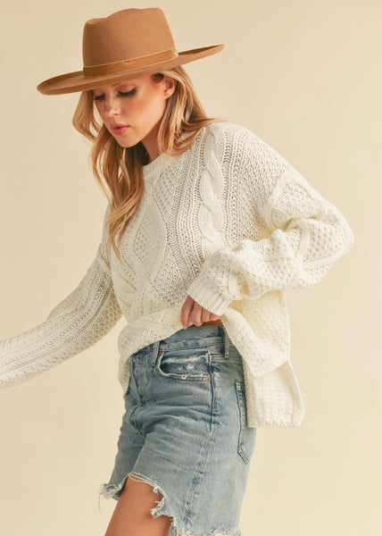 Timeless White Textured Sweater