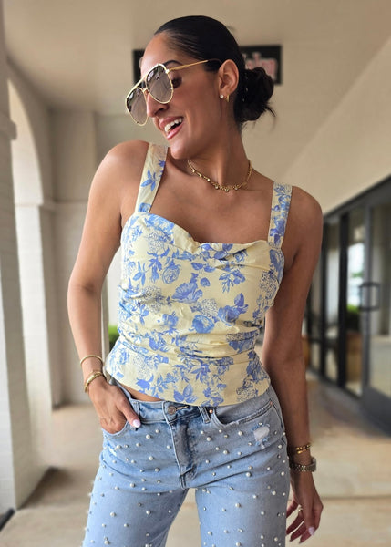 Choosing You Yellow Floral Tank Top