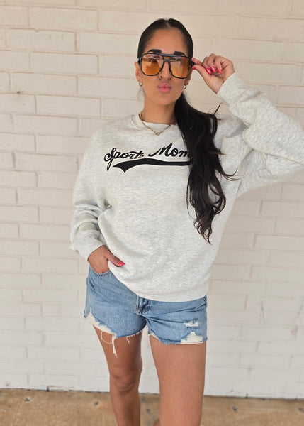 Sports Mom Crewneck Sweatshirt: Ash Grey