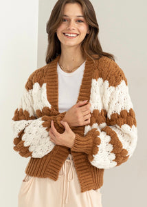 Everything's Changing Brown/White Cardigan