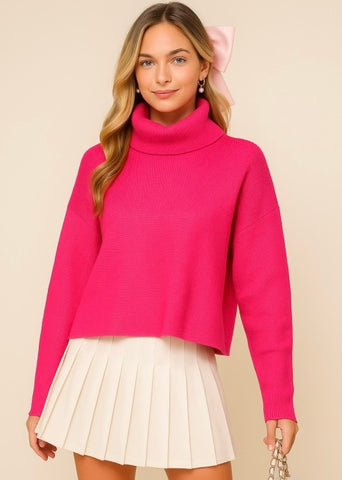 Cozy Up Magenta Turtleneck Sweater
