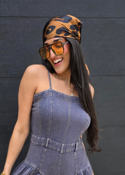Leopard Print Square Scarf