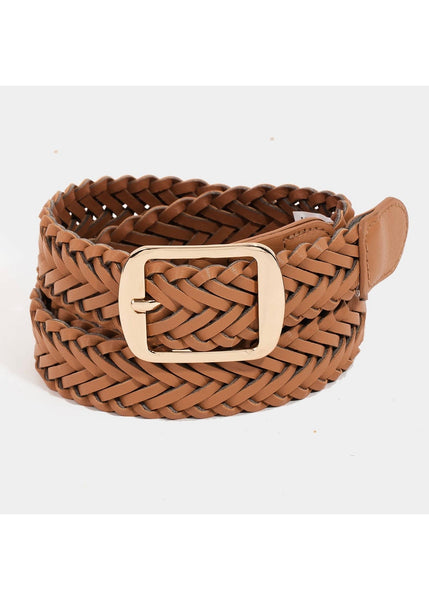 Vegan Leather Brown Braided Belt