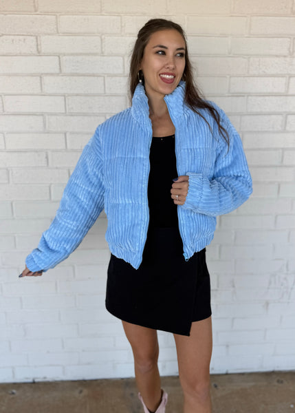 Isabelle Corduroy Padded Blue Jacket
