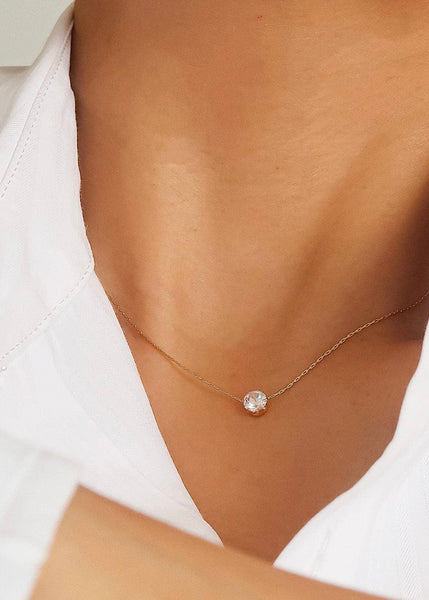 Ciara 18K Gold Non-Tarnish Petite Round CZ Necklace