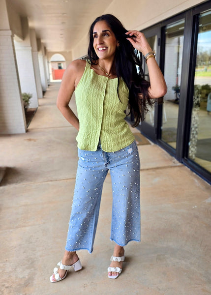 Good Vibes Mint Button Up Tank