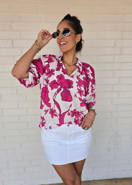 Here For A Purpose Pink Floral Print Top