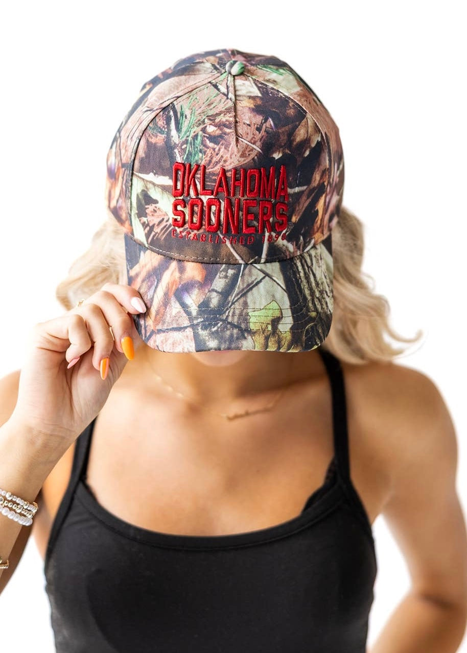 Oklahoma Sooners Camo Canvas Trucker Hat