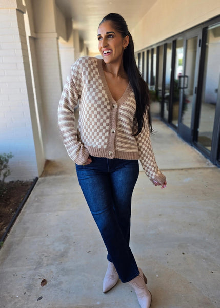 Sweet As Sugar Taupe/Cream Cardigan