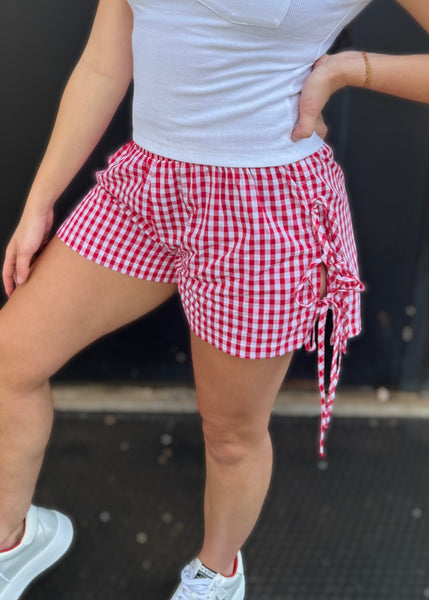 Picnic Date Gingham Bow Tie Shorts
