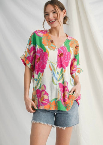 Makes Sense Oversized Floral Top