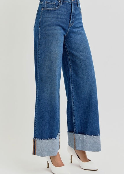 Far Out High Rise-Crop Wide-Cuffed Jeans