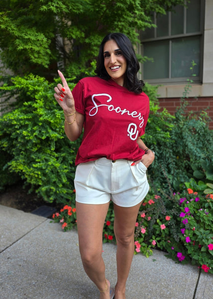 OU Sooners Chainstitch Crimson Stadium Tee