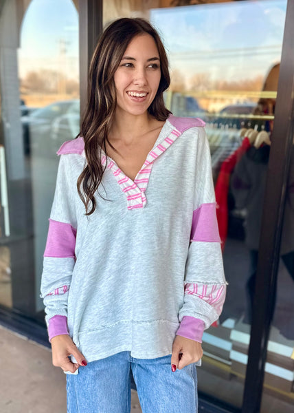 Friendly Fun Color Block French Terry Pullover