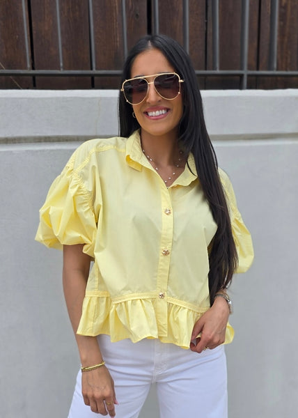Let There Be Sunshine Yellow Baby Doll Top