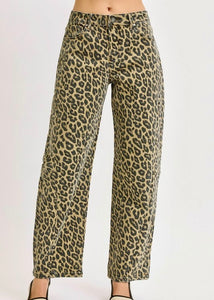 Jungle Love Leopard Print Barrel Jeans