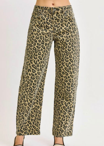 Jungle Love Leopard Print Barrel Jeans