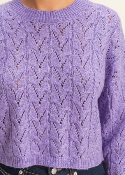 Glory Days Purple Cable Knit Cropped Sweater