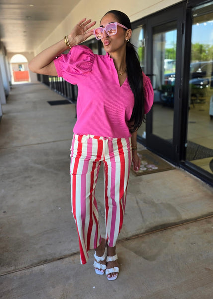 Fun Stripes Denim Wide Leg Pant