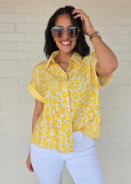 A Crazy Feeling Yellow Leopard Print Top