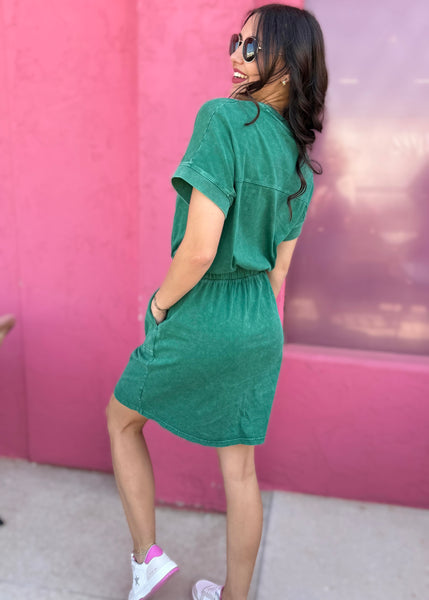 Weekend Wonder Kelly Green Cotton Mini Dress