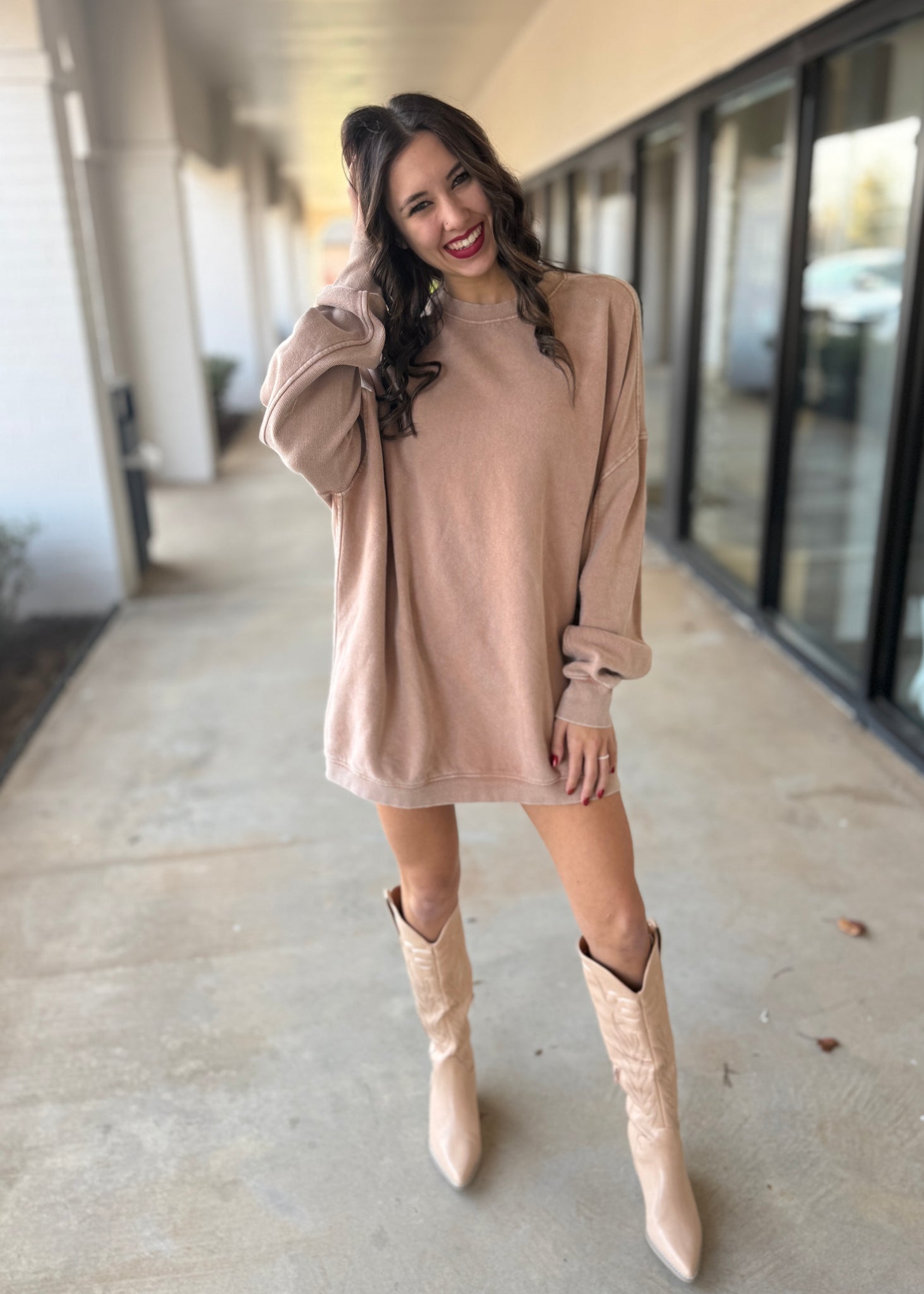 Buying Time Taupe Oversized Sweatshirt