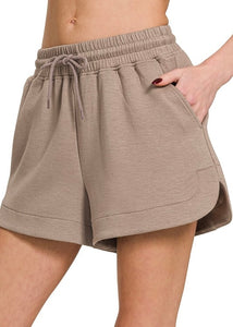 For The World To See Scuba Elastic Cocoa Waist Shorts