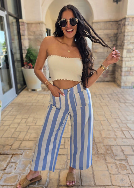 All That Is Needed Blue Striped Pants