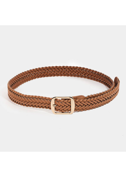 Vegan Leather Brown Braided Belt